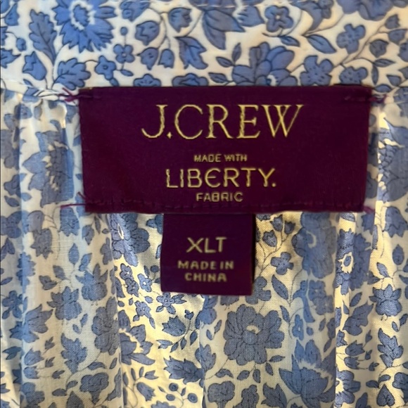 J. Crew Liberty Blue Floral Midi Dress, Size XL Tall - Picture 3 of 13